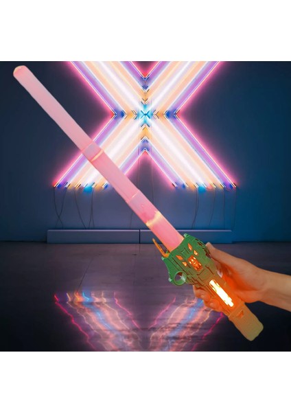 Pilli Işıklı Hareket Sensörlü Sesli Samuray Kılıcı Katlanır Oyuncak Işın Kılıç 60 cm