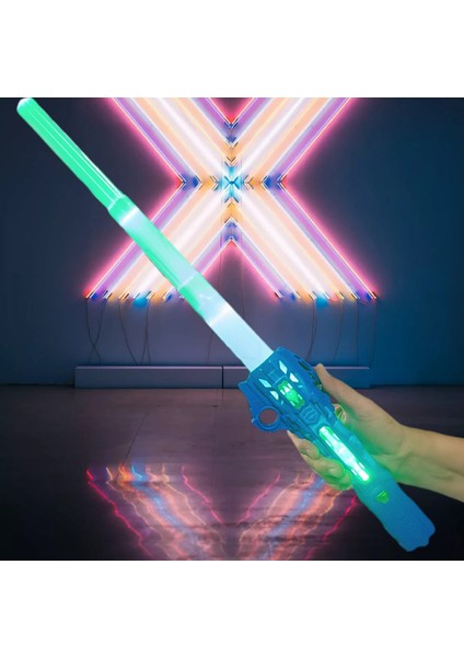 Pilli Işıklı Hareket Sensörlü Sesli Samuray Kılıcı Katlanır Oyuncak Işın Kılıç 60 cm