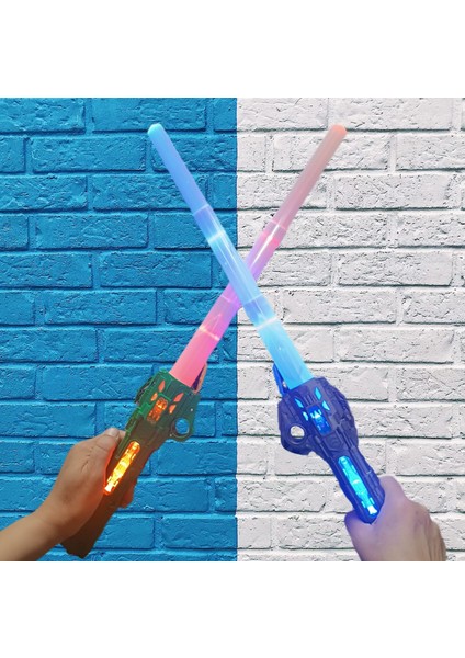 Pilli Işıklı Hareket Sensörlü Sesli Samuray Kılıcı Katlanır Oyuncak Işın Kılıç 60 cm