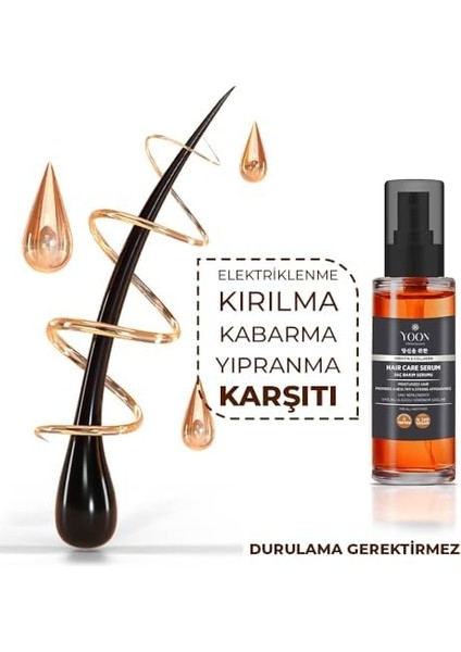 Yoon Durulanmayan Saç Bakım Serumu & Onarıcı Maske Seti – Keratin & Hyaluronik Asit, Vegan Saç Bakım Kompleksi