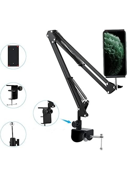 Fotoğraf ve Video Çekim 360 Derece Dönebilen Youtuber Twitch Yayıncı Multi Fonksiyonel Kıskaçlı Mandanlı Kurulum Sıra Masa Dolap ve Tezgahlarda Kullanım modelleri