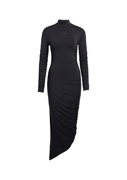 Ruched Maxi Kadın Günlük Elbise JW2806 Siyah