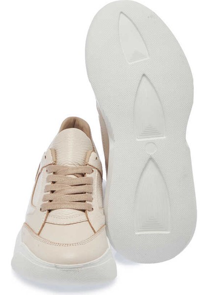 Bej Hakiki Süet Deri Kadın Sneaker - K24I1AY67497-B19
