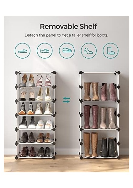 Plastik Ayakkabı Rafı, Dikdörtgen 10'lu Sistem, Beyaz LPC10W modelleri