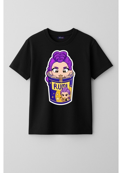 Kpop Demon Hunters Huntrix Rumi Kısa Kollu Baskılı Kız Çocuk Tişört (4-13 Yaş)