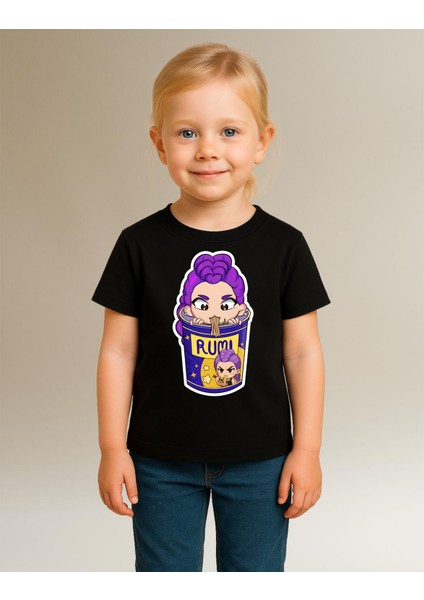 Kpop Demon Hunters Huntrix Rumi Kısa Kollu Baskılı Kız Çocuk Tişört (4-13 Yaş) modelleri