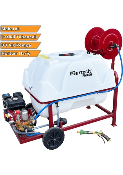 PM400 Ilaçlama Tankı Tetikli Tabanca 400LT 30 Luk Pompa Hortumsuz