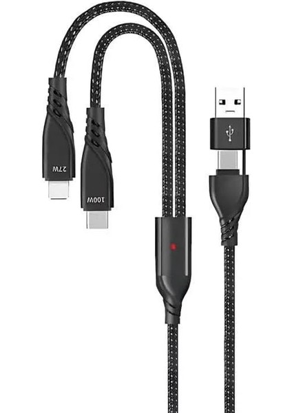 4in1 20V 5A Pd 100W Type-C Hızlı Şarj Kablo, 9V 3A 27W ile Uyumlu Ligtning