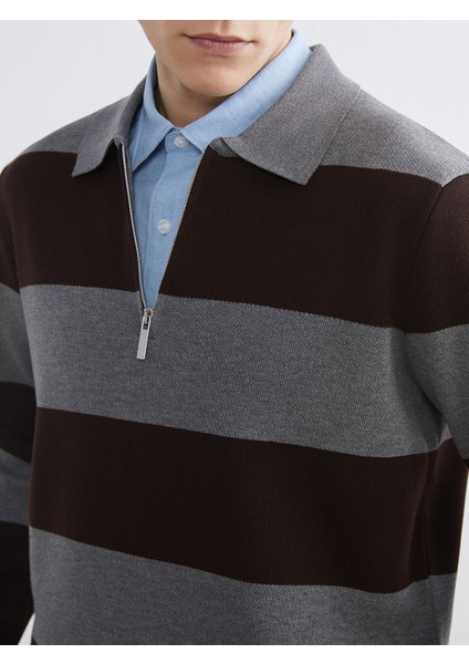 Yeni Sezon Polo Yaka Çizgili Erkek Triko Kazak modelleri