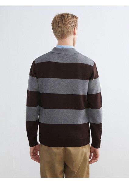 Yeni Sezon Polo Yaka Çizgili Erkek Triko Kazak fırsatları