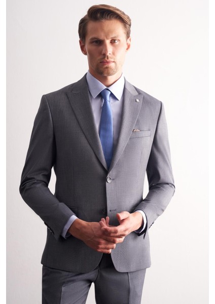 Füme Kırlangıç Yaka Kendinden Desenli Esnek Bel Slim Fit 6 Drop Takım Elbise 1001255168 fiyatları