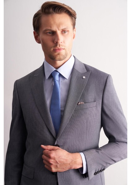 Füme Kırlangıç Yaka Kendinden Desenli Esnek Bel Slim Fit 6 Drop Takım Elbise 1001255168 fırsatları