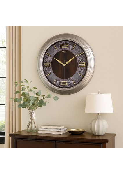 Premium Serisi Klasik Tasarım Sessiz Mekanizma Latin Rakamlı 55 cm Duvar Saati Kahve