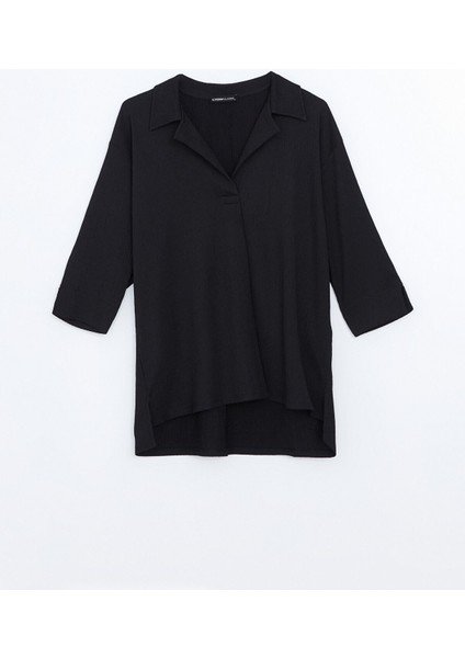 Yeni Sezon Gömlek Yaka Dokulu Oversize Kadın Bluz indirimleri