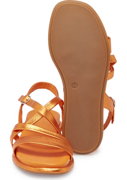 Turuncu Hakiki Deri Kadın Sandalet - K24Y1SN67668-M39