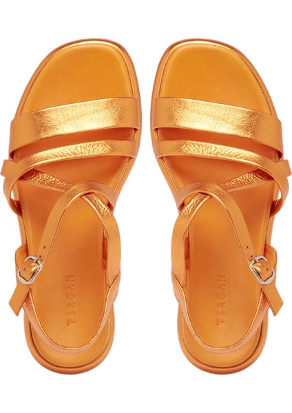 Turuncu Hakiki Deri Kadın Sandalet - K24Y1SN67668-M39