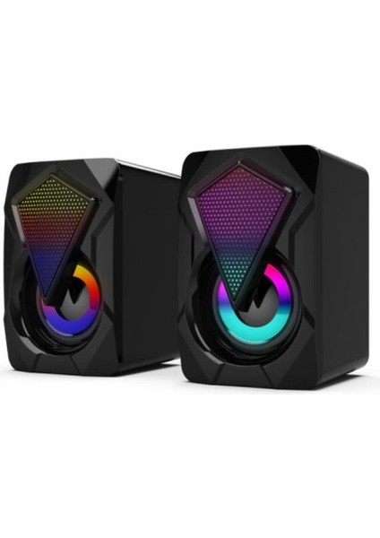LF-1046 Rgb LED Mini Speaker 2+0 3 Watt USB Hoparlör Seti
