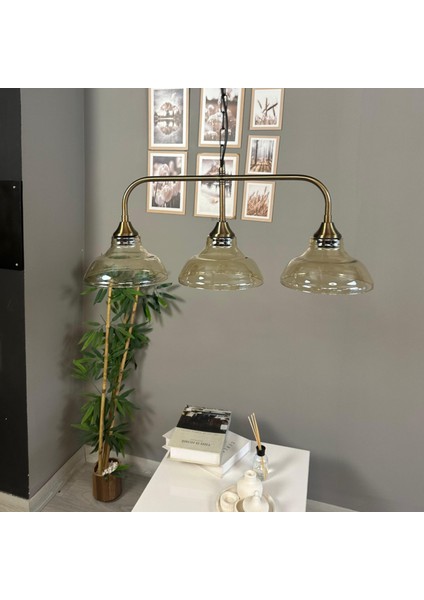 Üçlü Vishi Cam Bal Rengi Avize Candela Başlık Retro Sarkıt Lamba Restoran Salon Aydınlatma fiyatları