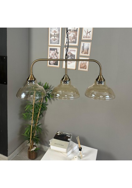 Üçlü Vishi Cam Bal Rengi Avize Candela Başlık Retro Sarkıt Lamba Restoran Salon Aydınlatma modelleri