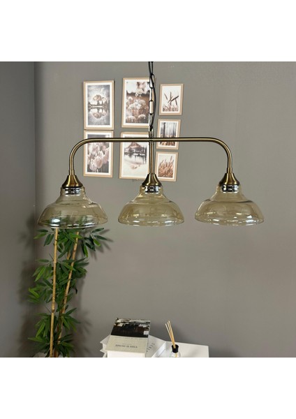 Üçlü Vishi Cam Bal Rengi Avize Candela Başlık Retro Sarkıt Lamba Restoran Salon Aydınlatma fırsatları