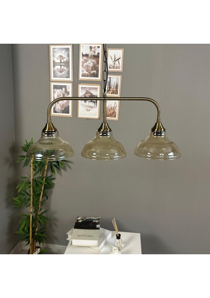 Üçlü Vishi Cam Bal Rengi Avize Candela Başlık Retro Sarkıt Lamba Restoran Salon Aydınlatma indirimleri