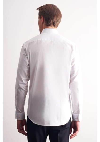 Beyaz Yarım Italyan Yaka Uzun Kol Premium Slim Fit Pamuklu Gömlek 1004255198 indirimleri