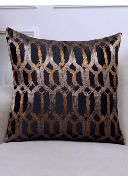 Hexagon Siyah Renkli Desenli 50X50 Kare Kırlent Kılıfı
