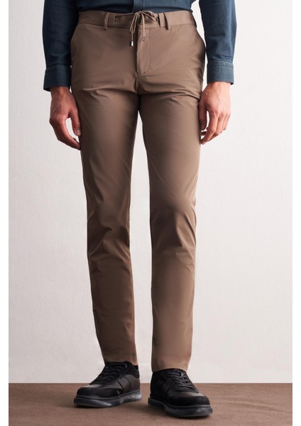 Koyu Vizon Yan Cep Düz Paça Slim Fit Chino Casual Pantolon 1003255158
