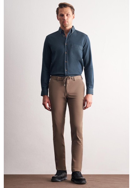 Koyu Vizon Yan Cep Düz Paça Slim Fit Chino Casual Pantolon 1003255158 fiyatları