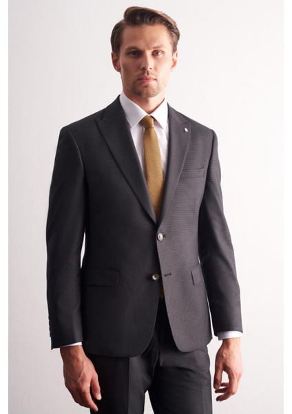 Antrasit Kırlangıç Yaka Kendinden Desenli Esnek Bel Slim Fit 6 Drop Takım Elbise 1001255167 fiyatları