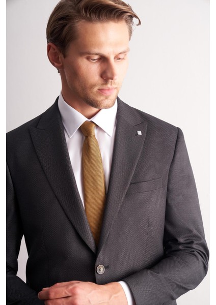 Antrasit Kırlangıç Yaka Kendinden Desenli Esnek Bel Slim Fit 6 Drop Takım Elbise 1001255167 fırsatları