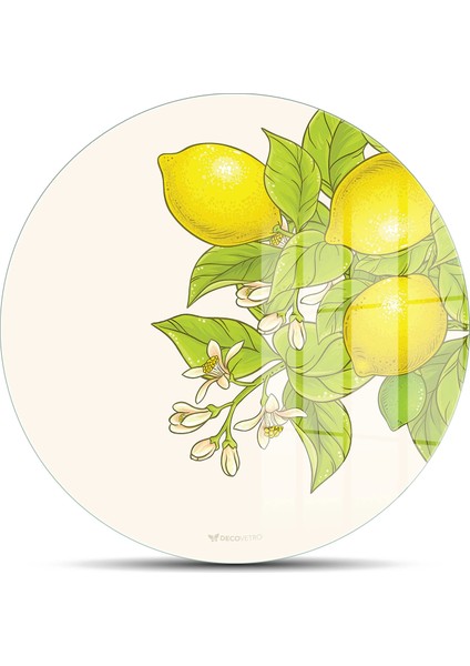 Cam Kesme Tahtası ve Sunumluk Yuvarlak Vintage Lemon 30X30 cm fiyatları
