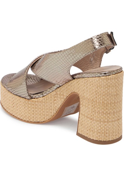 Gri Hakiki Deri Kadın Sandalet - K24Y1SN67669-I8G