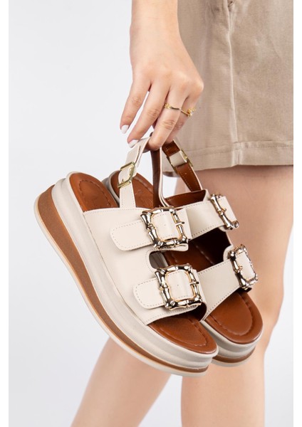 Günlük Kadın Sandalet Çift Tokalı Yumuşak Rahat Ortopedik