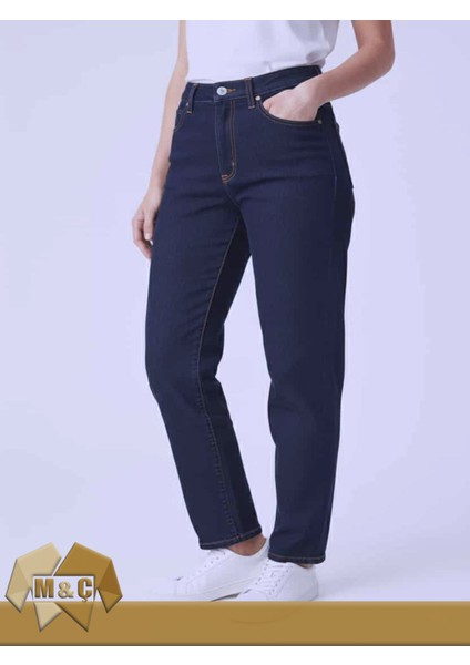 Mom Fit Rahat Kesim Kadın Jean Pantolon Mavi Siyah Kot