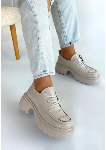 Sptrns Kiya Bej Rugan Dolgu Topuk Oxford Ayakkabı (Numara: 36) fiyatları