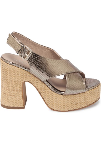 Gri Hakiki Deri Kadın Sandalet - K24Y1SN67669-I8G