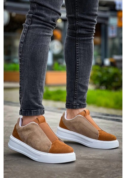 Yzlal KB-007 Kuback Vizon Taba Yüksek Taban Tek Bant Bağcıksız Günlük Erkek Ayakkabı (Numara: 43)