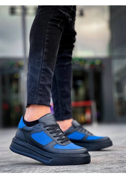 Yzlal Kb-X8 Kuback Siyah Cilt Mavi Süet Detaylı Siyah Yüksek Taban Günlük Spor Ayakkabı (Numara: 40) fiyatları