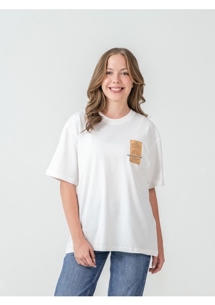 Unisex Erkek/kadın Oversize Bisiklet Yaka %100 Pamuk Baskılı Bilet T-Shirt