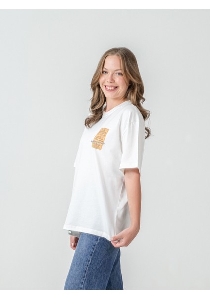 Unisex Erkek/kadın Oversize Bisiklet Yaka %100 Pamuk Baskılı Bilet T-Shirt fiyatları