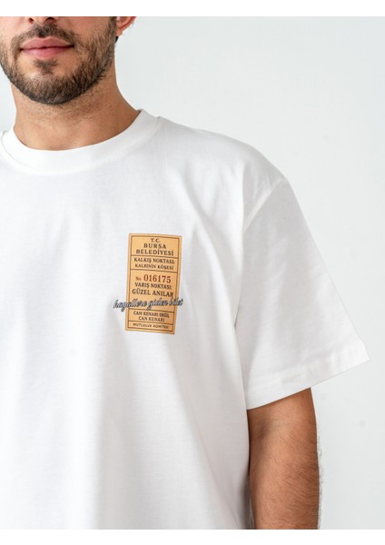 Unisex Erkek/kadın Oversize Bisiklet Yaka %100 Pamuk Baskılı Bilet T-Shirt fırsatları