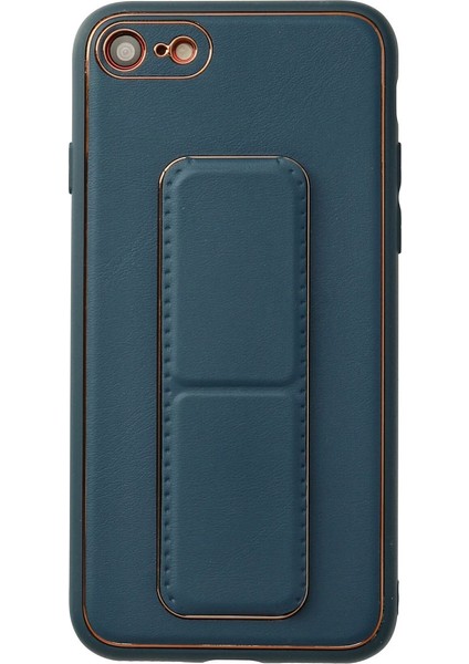 Iphone 7 Kılıf Coco Deri Standlı Kapak - Mavi