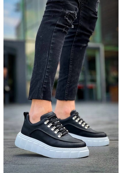 Yzlal KB-X10 Kuback Siyah Cilt Beyaz Yüksek Taban Günlük Spor Ayakkabı (Numara: 42) fiyatları