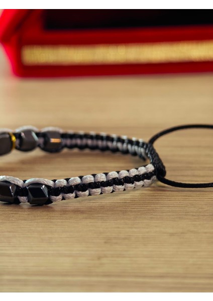 Makrome Örme Bileklik El Yapımı Kişiye Özel Harfli Bileklik Doğal Taş Hematit Bileklik fiyatları