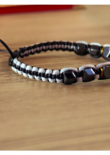 Makrome Örme Bileklik El Yapımı Kişiye Özel Harfli Bileklik Doğal Taş Hematit Bileklik fırsatları