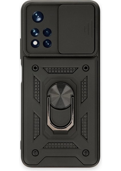 Xiaomi Redmi Note 11T Kılıf Pars Lens Yüzüklü Silikon - Siyah