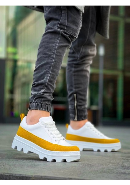 Yzlal KB-056 Kuback Beyaz Sarı Detaylı Beyaz Yüksek Taban Günlük Spor Ayakkabı (Numara: 42) fırsatları