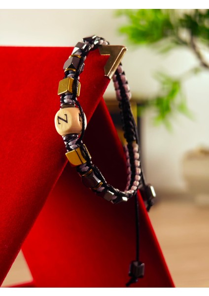 Makrome Örme Bileklik El Yapımı Kişiye Özel Harfli Bileklik Doğal Taş Hematit Bileklik modelleri