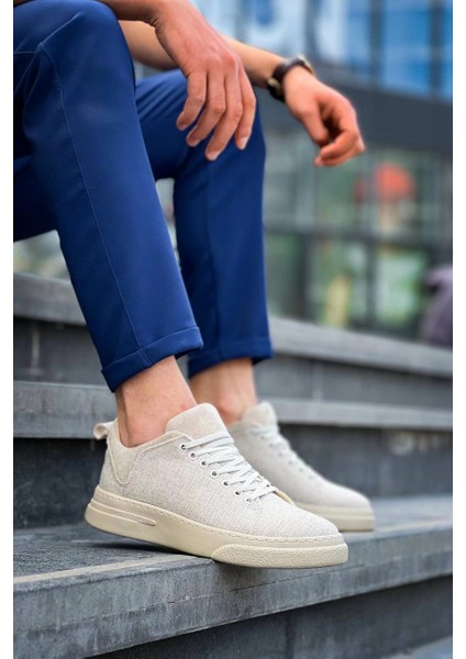 Yzlal KB-X204 Kuback Bej Keten Bej Yüksek Taban Günlük Erkek Spor Ayakkabı (Numara: 40)